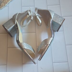 Betsey Johndon Elegant Silver Women's Block Heel Sandals